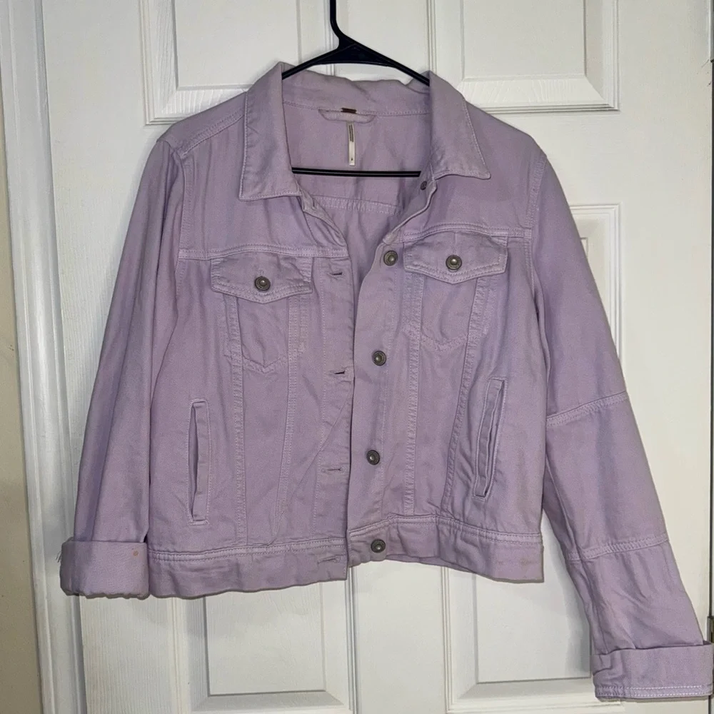 Free People Rumors Denim Jean Jacket Lilac Size Medium - Picture 4 of 8